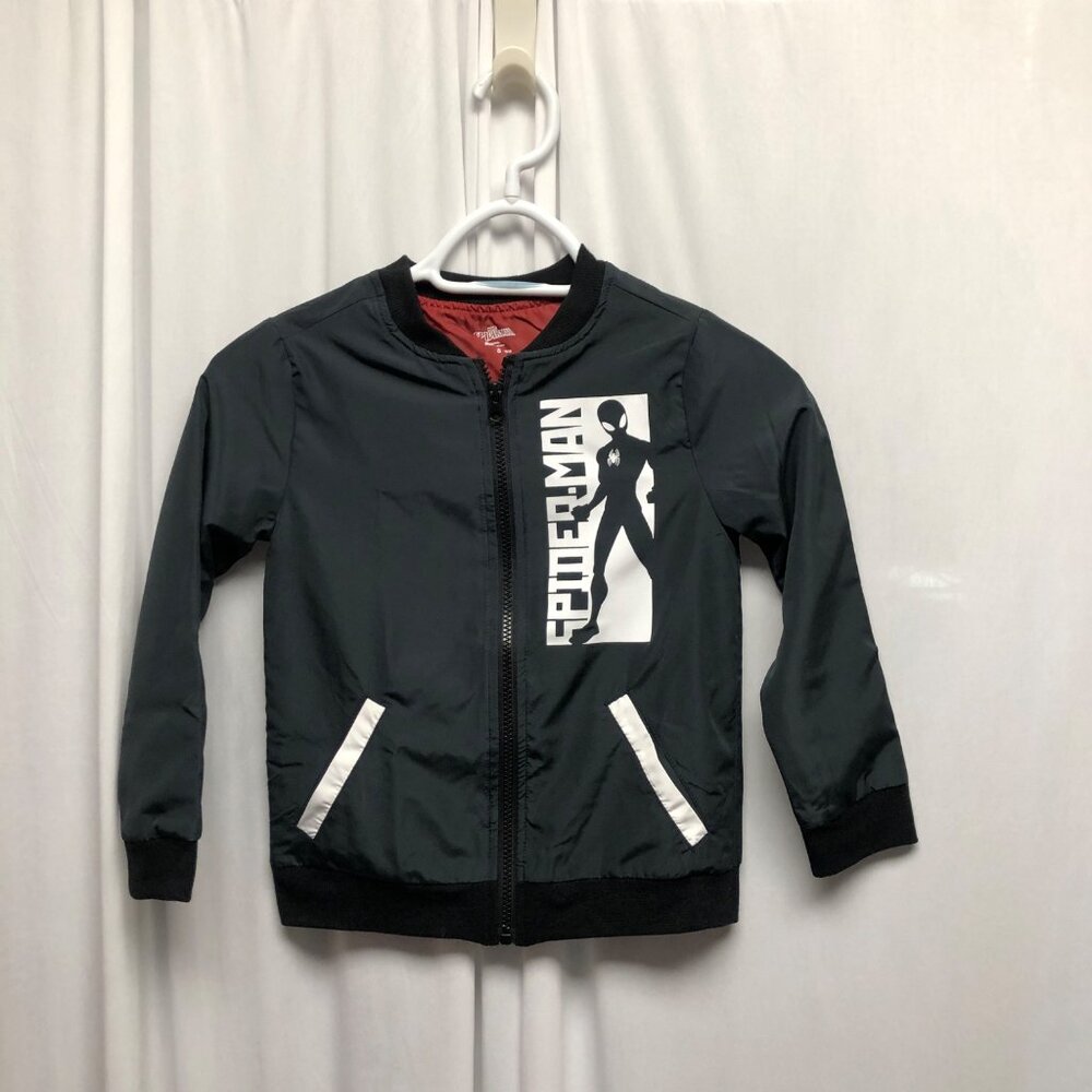 Marvel Spider-Man Boys Jacket Size Small Black Red Lining Full Zip NEW